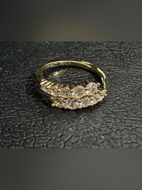 Fashion Jewelry Gold-Tone Double Row CZ Ring